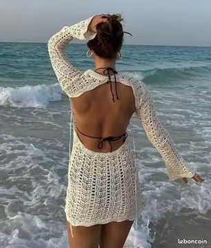 Edhomenn Robe De Plage Sans Manches En Crochet Pour Femme - Cache