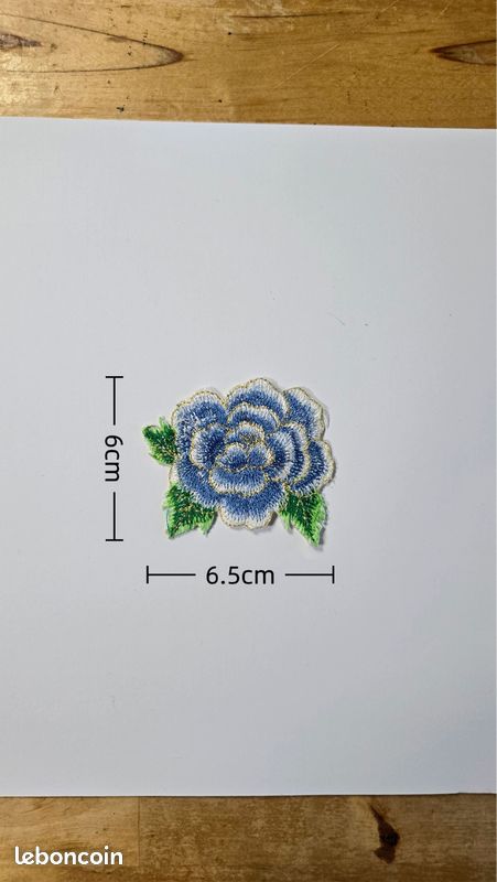 Écusson Patch Thermocollant - FLEUR Blanc, Beige, Bleu ** 8 X 15 Cm Applique A Repasser C106
