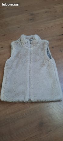 Petite Veste/gilet D'hiver à Capuche Fourrure Marron Marine Fille Taille S - Occasion Bon état, Old Navy