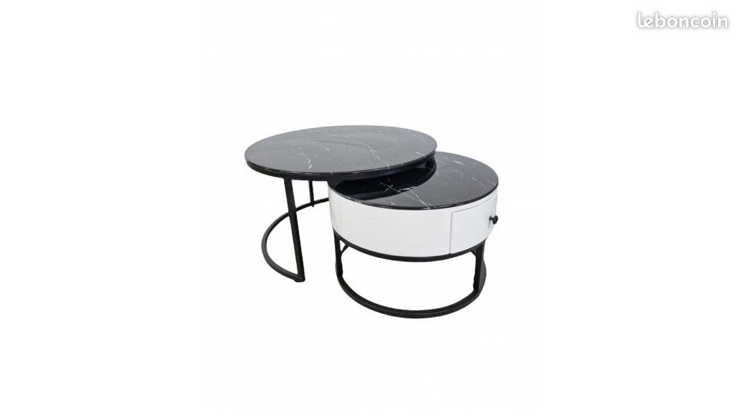 Gigogne - table basse duo marbre - noir (image 1)