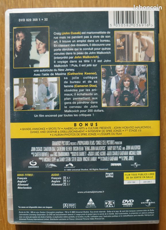 DVD Dans la peau de John Malkovich (image 2)