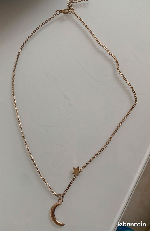Collier lune étoile métal doré (image 2)