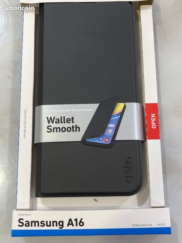 Etui Wallet Smooth pour Samsung Galaxy A16 Noir (image 1)