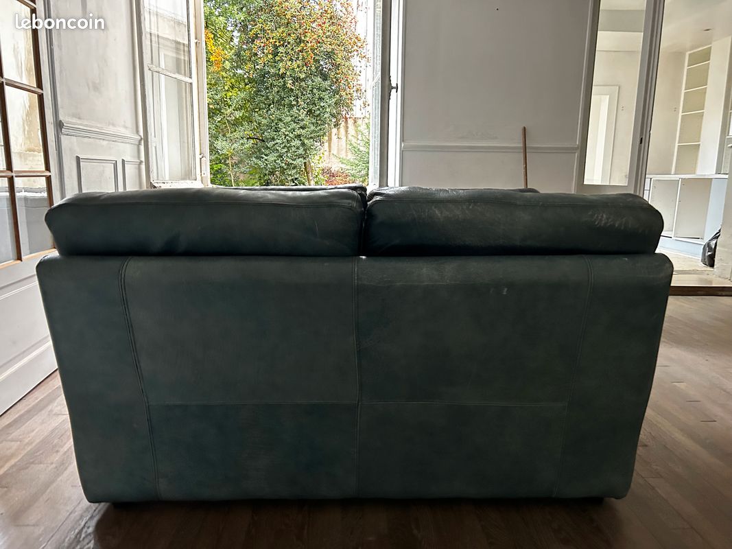Paire de canapés cuir buffle bleu (image 2)