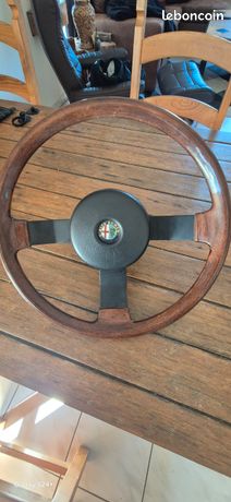 Volant Bois Noir 350 Mm Pour Alfa Romeo - Style Araignée, Compatible 1983-1989 !