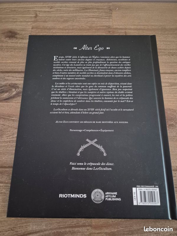 Vends livre jeu de rôles Lexoccullum Alter ego (image 2)
