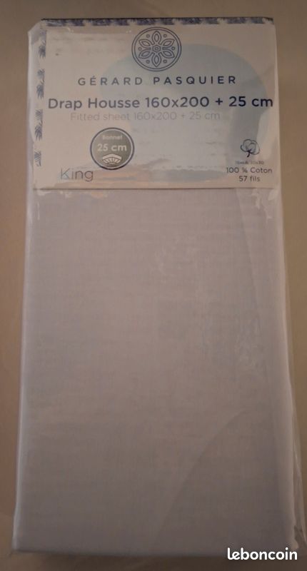Drap housse 160*200 cm blanc (image 1)