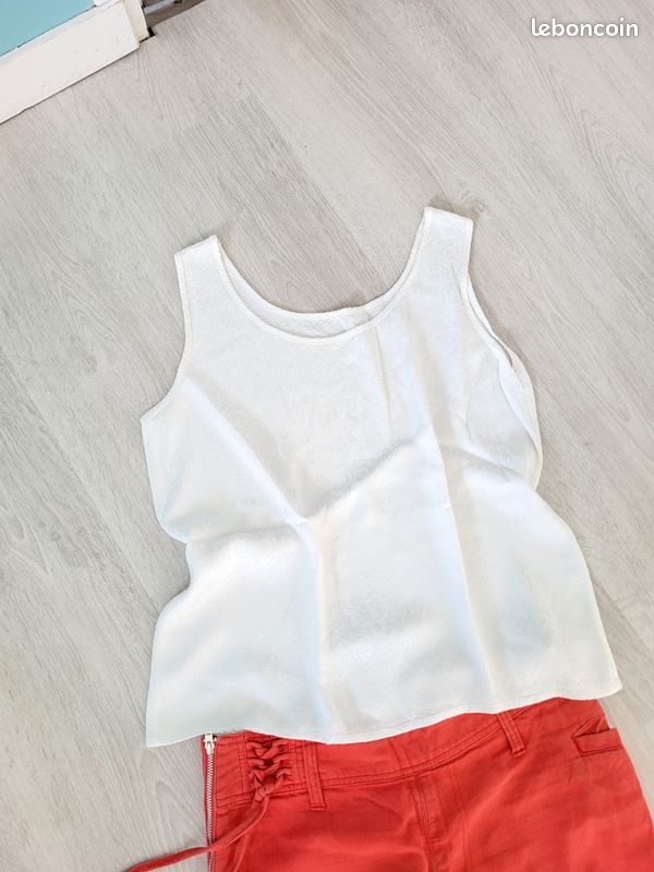 Tunic Blache Esprit Taille 38 - Coton & Lin - Manches Longues Ceinturée - Occasion TB