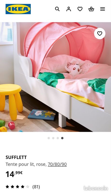SUFFLETT – Tente De Lit IKEA – Vert – 100% Polyester Recyclé – Pour Lit 70/80/90 Cm