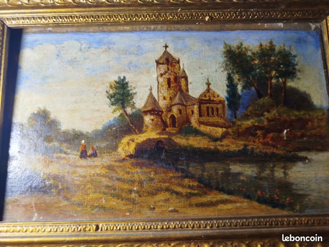 Tableau ancien, une huile sur panneau de bois datée de la fin du XIXe – début XXe siècle (image 6)