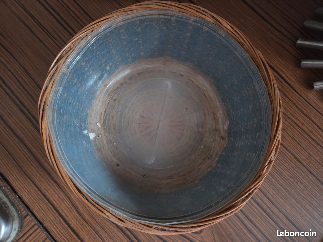 Corbeille rotin/effet tricot bleu dia.22cm (image 2)
