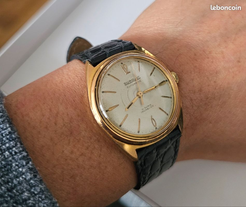Montre vintage automatique suisse de marque SURDIAC, 36mm (image 2)
