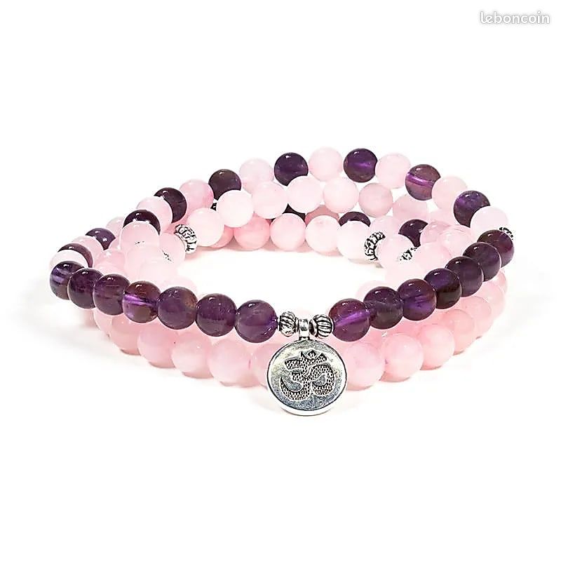 Collier quartz rose et améthyste (image 1)