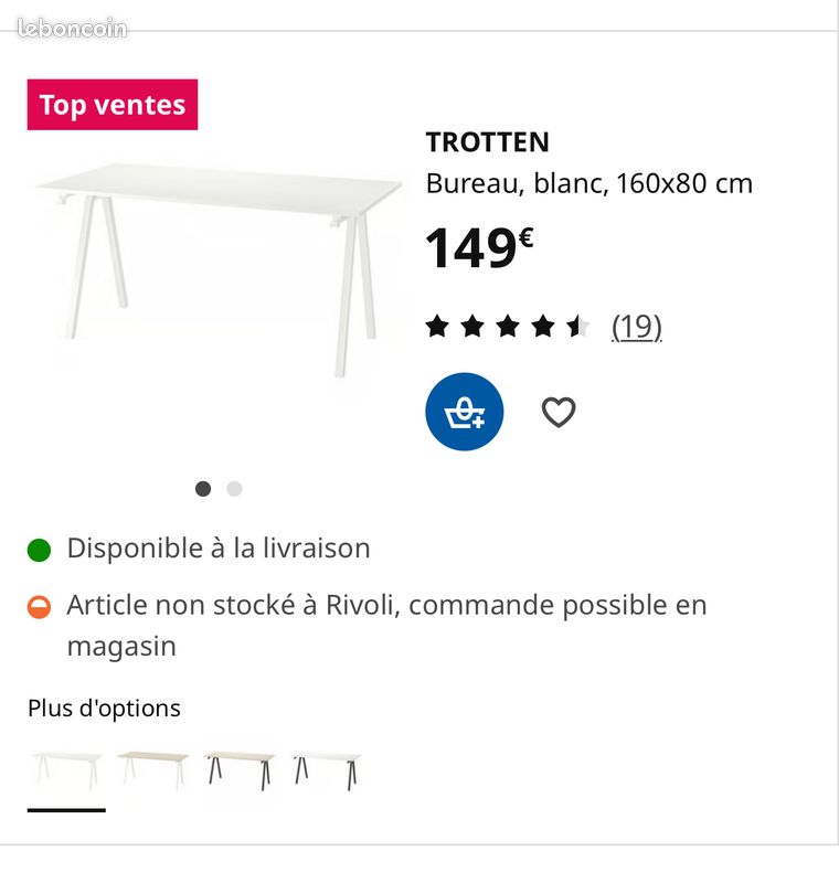Grand bureau IKEA 160*80cm (image 4)
