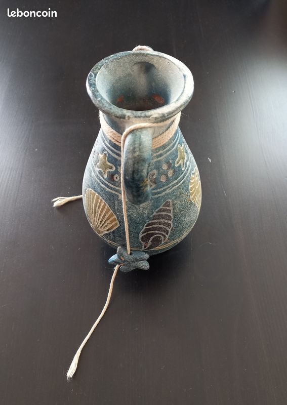 Vase en Céramique Bleu avec Motifs Marins (image 3)