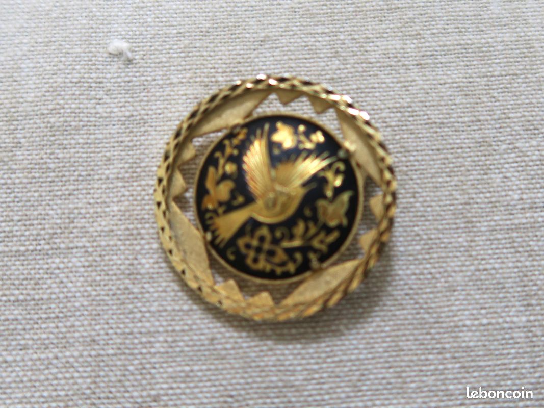 Broche Vintage Plaquée Or De Tolède – Motif Fleuri, Bon état, Occasion