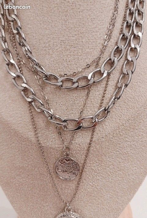Collier Fantaisie Femme Angel à 3 Rangs - Métal, Occasion Très Bon état