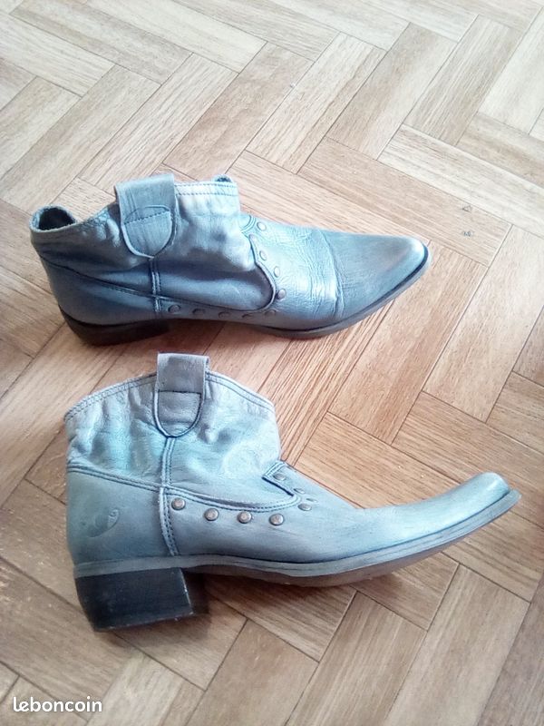 Bottines cuir bleu FELMINI pointure 39 (image 2)