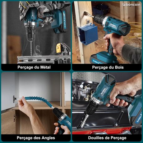 Perceuse Sans Fil 21V Perceuse Batterie 45NM Tournevis Puissant Perceuses Combines Rechargeables