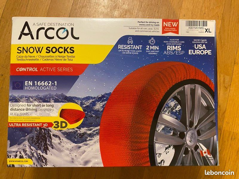 Chaussettes à Neige ARCOL Nova Taille L - Antidérapantes Pour Pneus R14