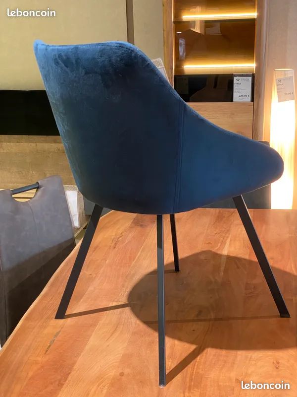 ⭐Lot 2 Chaises / Fauteuils ADAM VELOURS BLEU FONCE - NEUF ⭐ (image 3)