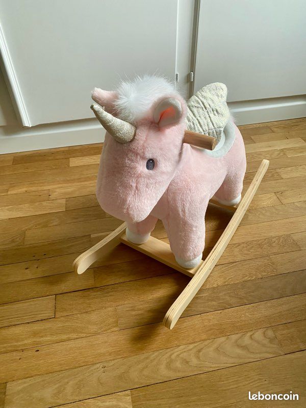 Licorne à Bascule en Bois - Rose FR