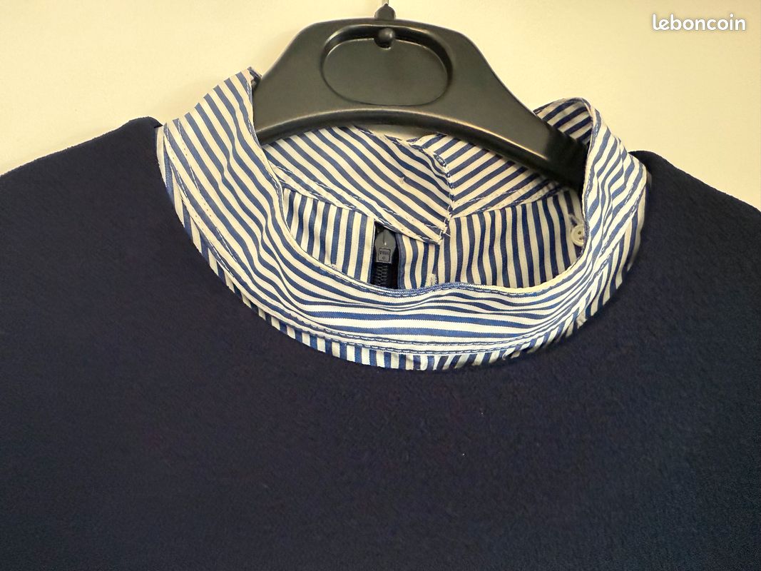 Robe Bleu Marine Sandro Authentique - Taille 1 (34/36) - Mini Robe En Viscose