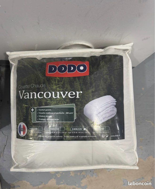 Couette chaude DODO Vancouver 240x220 – Neuve (image 1)