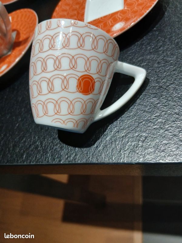 Coffret de 4 tasses Orange - Roland-Garros | Galeries Lafayette