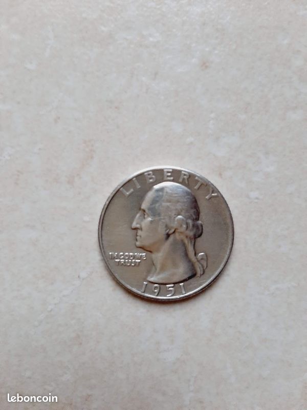 Pièce argent états unis d'Amérique 1/4 Dollar 1951 (image 2)