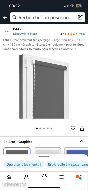 Stores à enroulement pour fenêtres sans percer (image 1)