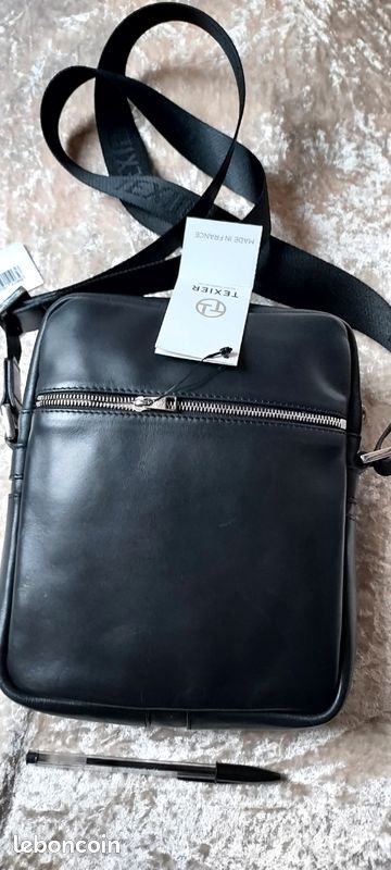 Pochette Sacoche En Cuir Noir Homme Cuir Noir Ceinture Sacoche