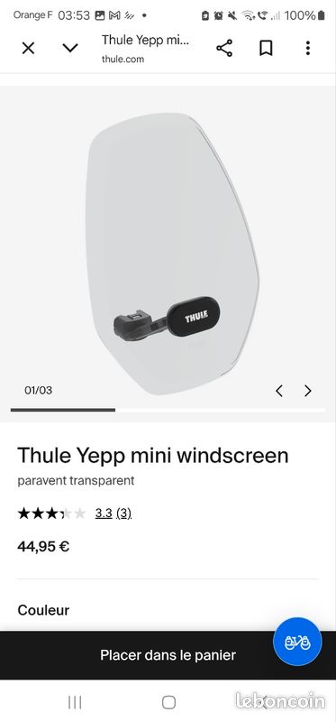 Siège vélo avant thule (image 3)