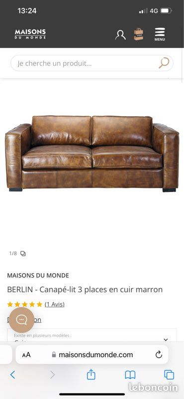 Canapé lit maison du monde très bon état (image 1)