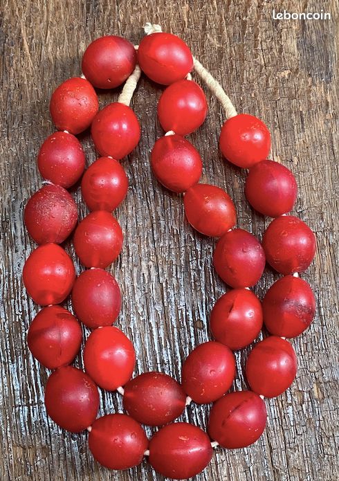 Perles Rouges -Pâte de verre ancienne MALI (image 3)