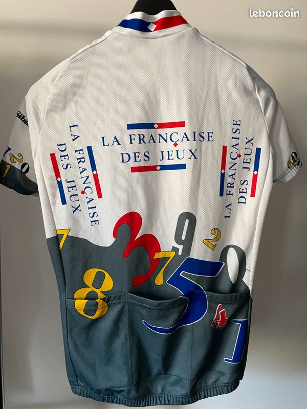 Maillot vélo cyclisme vintage Française des jeux Sibille Maillot vélo cyclisme vintage Française des jeux Sibille