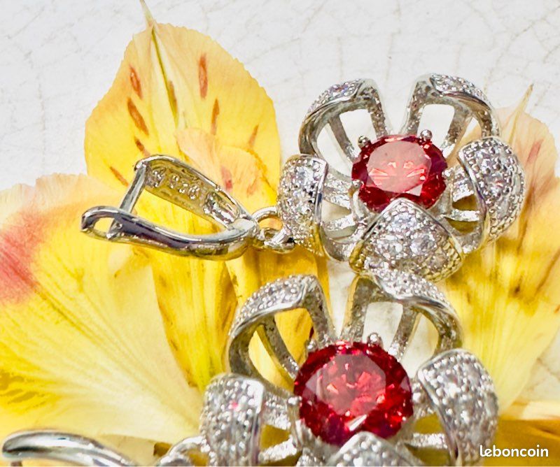 Boucles D'Oreilles Femme Fille Zircon Coloré Argent 925 - Modèle Élégant Et Brillant, Idéal Cadeau