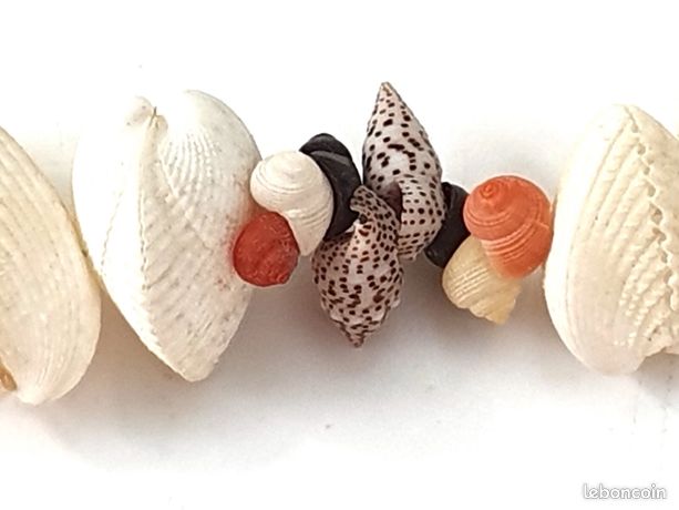 Collier Ancien En Coquillages Naturels Du Pacifique - Style Années 70 - Occasion