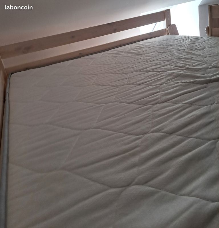 Lit mezzanine double,bureau, sommelier matelas (image 4)