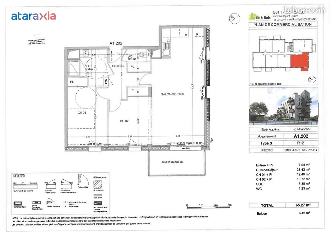 Appartement 3 pièces 65 m² · à Rennes · 65 m² · 847 €/mois