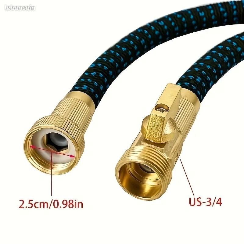 Tuyau d'arrosage extensible et flexible de haute qualité, raccords métalliques US 3/4, tuyau de lavage auto haute pression, tuyau d'arrosage extensible (image 3)