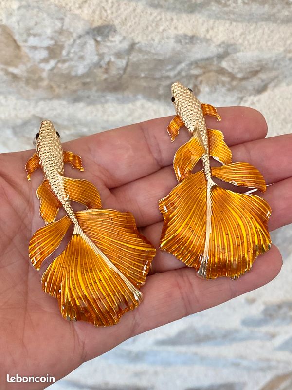 Lot De Boucles D'oreilles Fantaisie En Fausse Fourrure – Motifs étoile, Poisson, Guépard, Léopard Orange