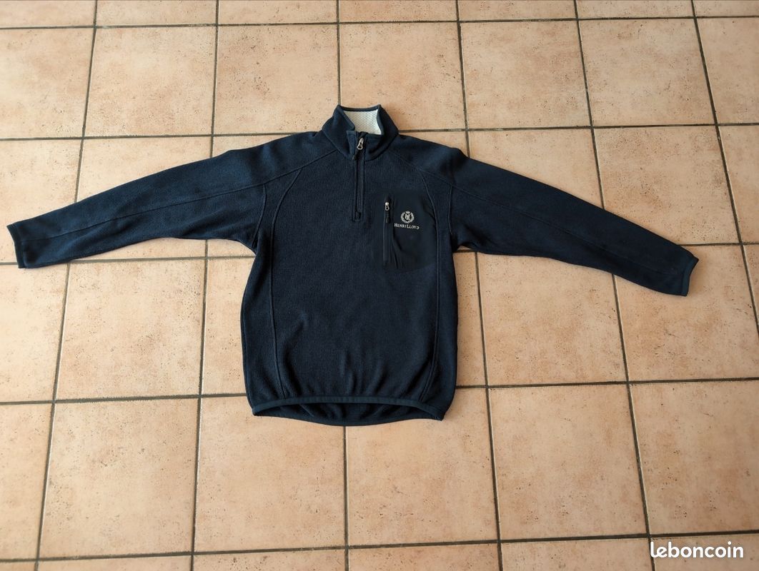 Pull Henri Lloyd Homme 2XL Blanc Logo évasé Col Rond Tricot Pull Voile