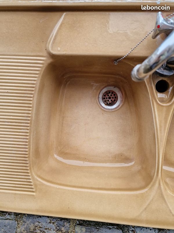 Evier céramique beige (image 4)