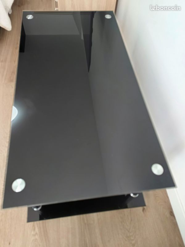 Table basse en verre noir (image 1)