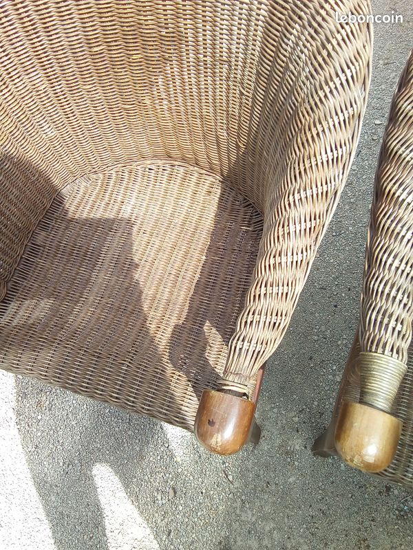 2 ancien fauteuil osier et bois (image 6)