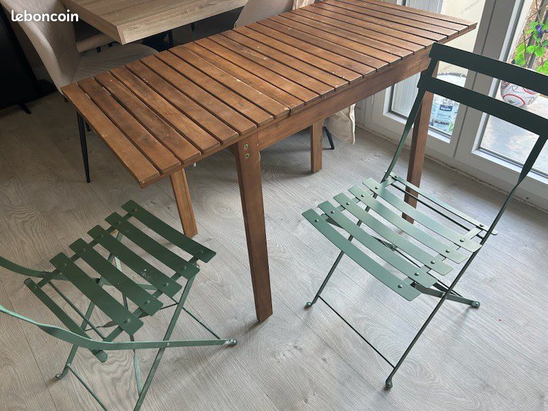 Table de jardin avec 2 chaises (image 2)
