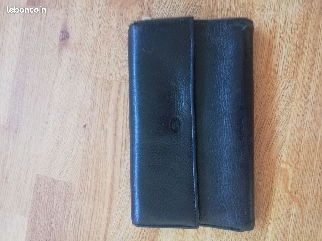 Porte feuille porte monnaie en cuir noir (image 1)