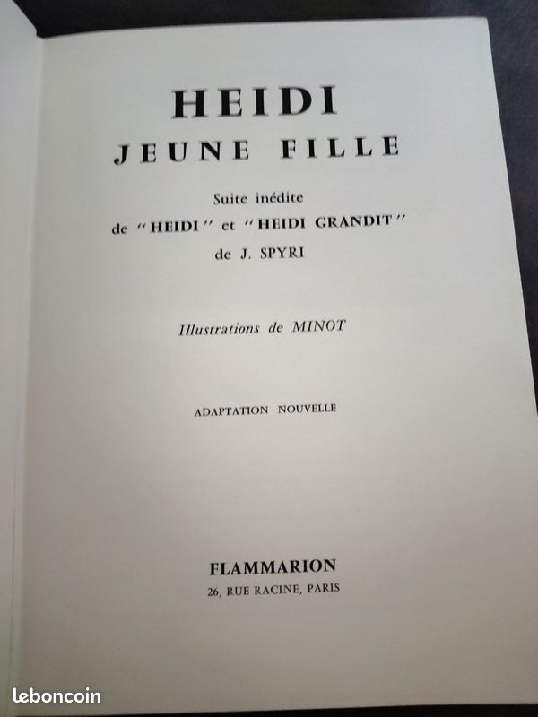 Livre Heidi jeune fille. Parution 1958 en très bon état (image 3)