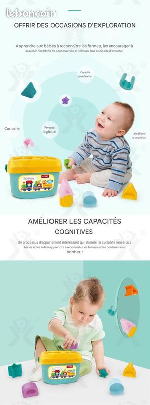Boîte d'association cognitive de couleur graphique, jouet pour nourrissons et tout-petits, Bloc de construction (image 4)